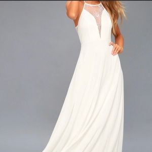 Lulus Adella White Lace Halter Dress Sleeveless